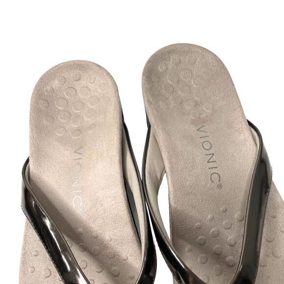 Vionic Dillon  toe post thong slide sandals Sz 7 in Pewter - Picture 4 of 7